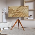 Corner TV Floor Stand for 32-65 Inch TVs, Solid Wood Tripod Easel TV Stand with Height Adjustable, 180°Swivel Modern TV Stand for Bedroom/Living Room, Studio, MAX VESA 600 x 400 mm