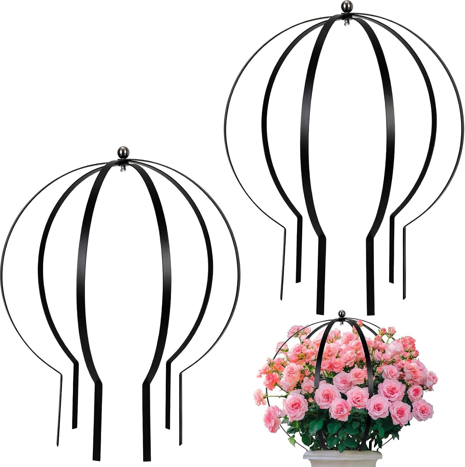 Geelin 2 Pcs Large Obelisk Trellis 18 x 24 Inch Metal Garden Round Trellis Planter Obelisk Holder for Climbing Plants Roses Vines Flowers Garden Decor Outdoor