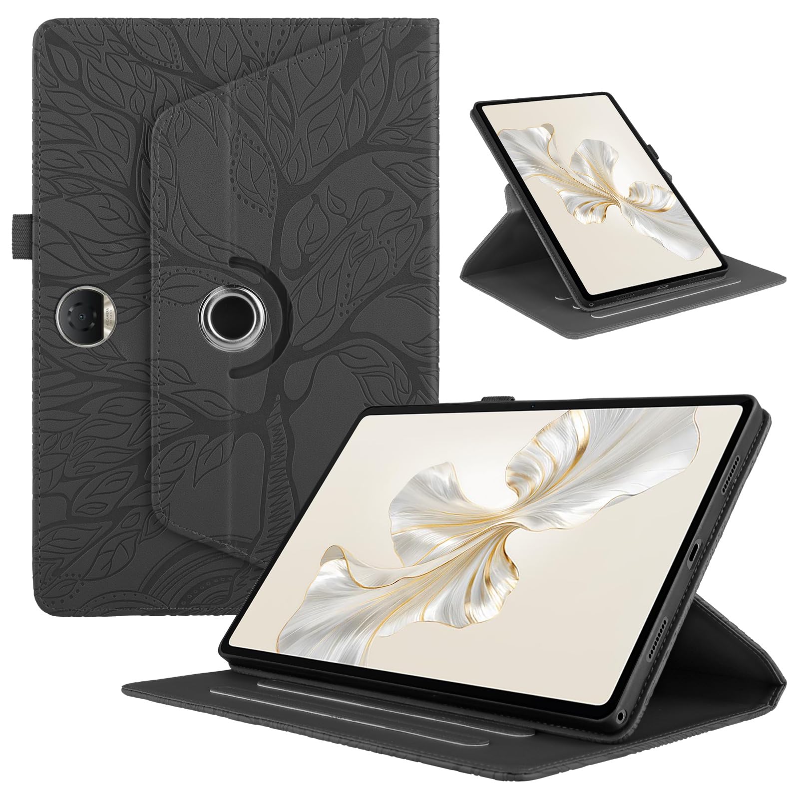 Funda para Samsung Galaxy Tab S9/ S8/ S7 11" (SM-X710/X700/T870) PU Cuero Tablets Protectora Cover 360°Carcasa Giratoria de ángulo Múltiple Stand Función Tablets Funda,Rojo Árboles — view 136