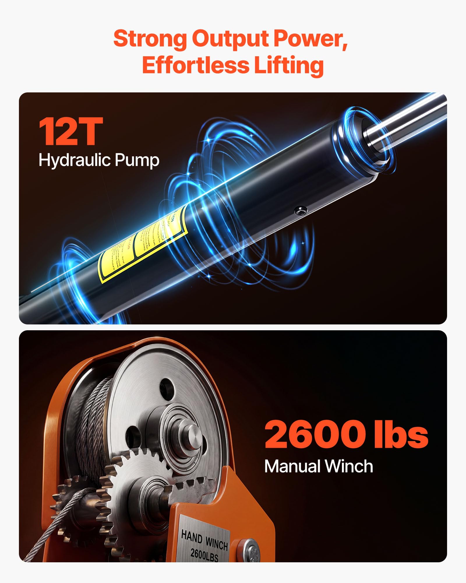 VEVOR Pickup Kran mit 907,2kg Tragkraft, Manueller Ladekran Inkl. Handwinde & 12t Hydraulikpumpe, Hebekran mit Teleskopausleger & 360° Drehkranz, Hebezeug aus Kohlenstoffstahl für Pick-up LKW Anhänger