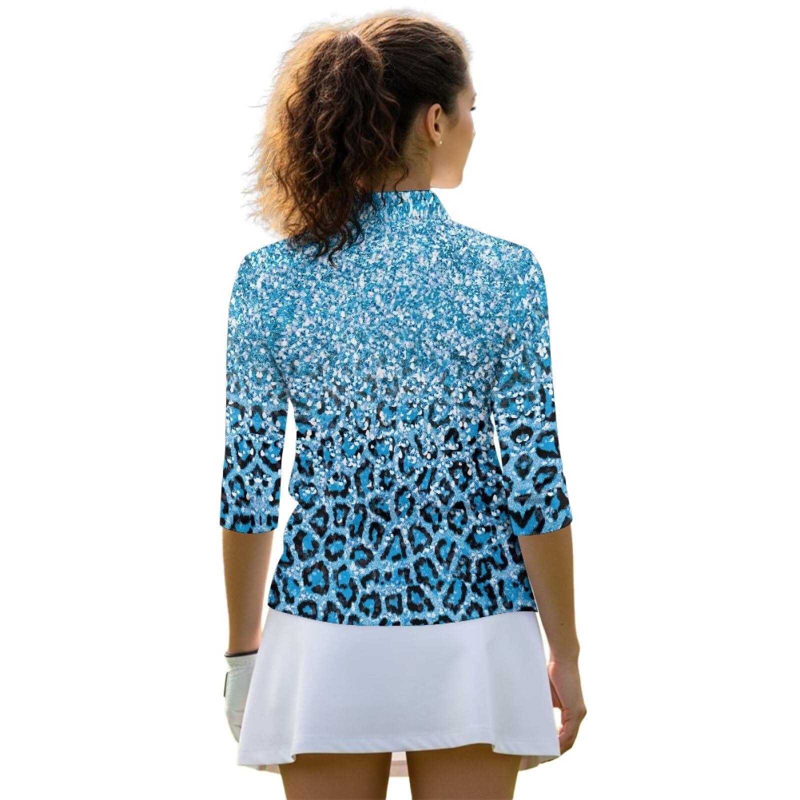 Biyejit Polo de golf à manches longues 3/4 pour femme Fermeture éclair 1/4 Style décontracté Travail Sport Activewear Keep Cool S-XXL