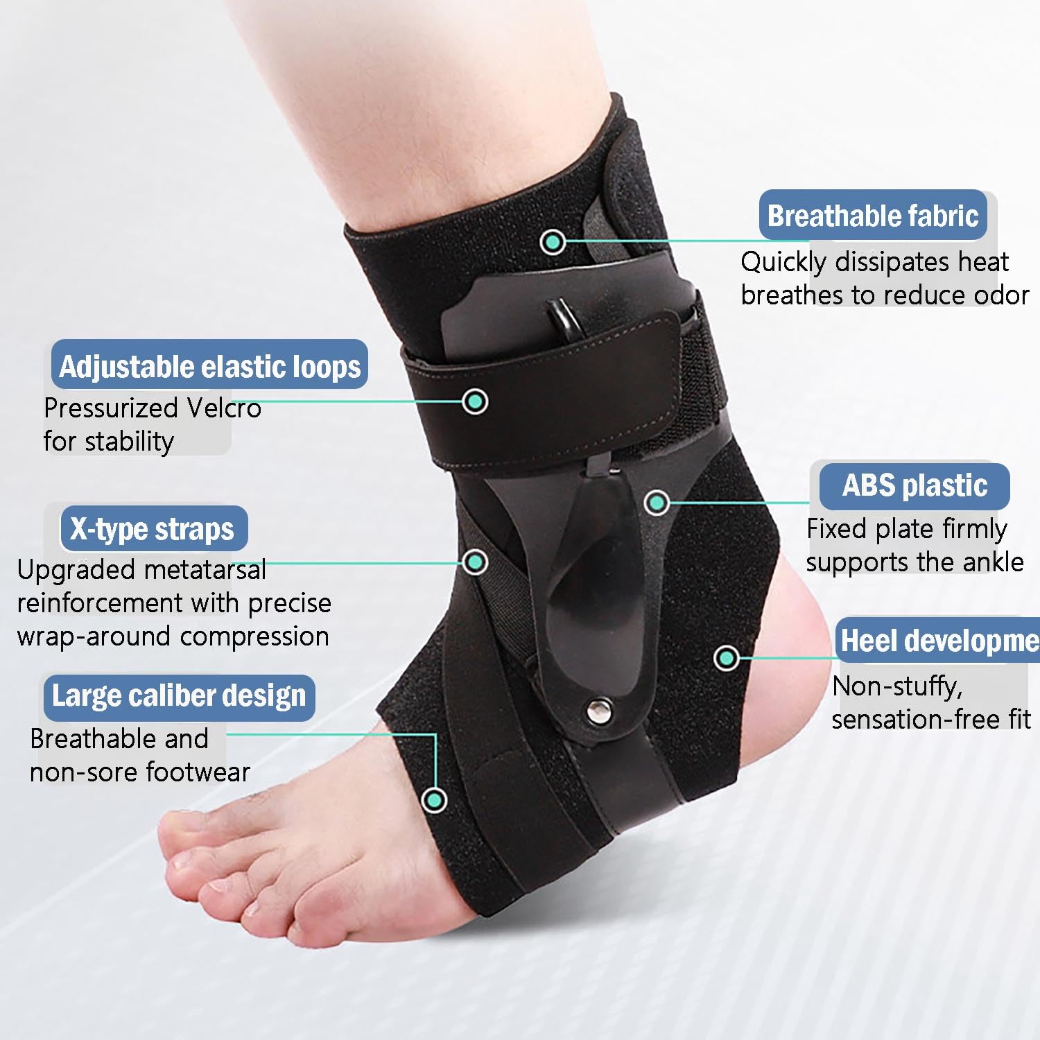 Lace Up Ankle Brace for Women Men - Adjustable Ankle Brace with Side Stabilizers for Sprained Ankle, Plantar Fasciitis Relief, Achilles Tendonitis, Injury Recovery, Ankle Support for Men Women(X-Large)