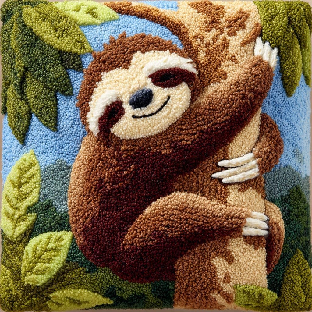 Wallustrioaw Latch Hook Cushions-G Latch Hook Cushion Kits For Adults,Animal Sloth