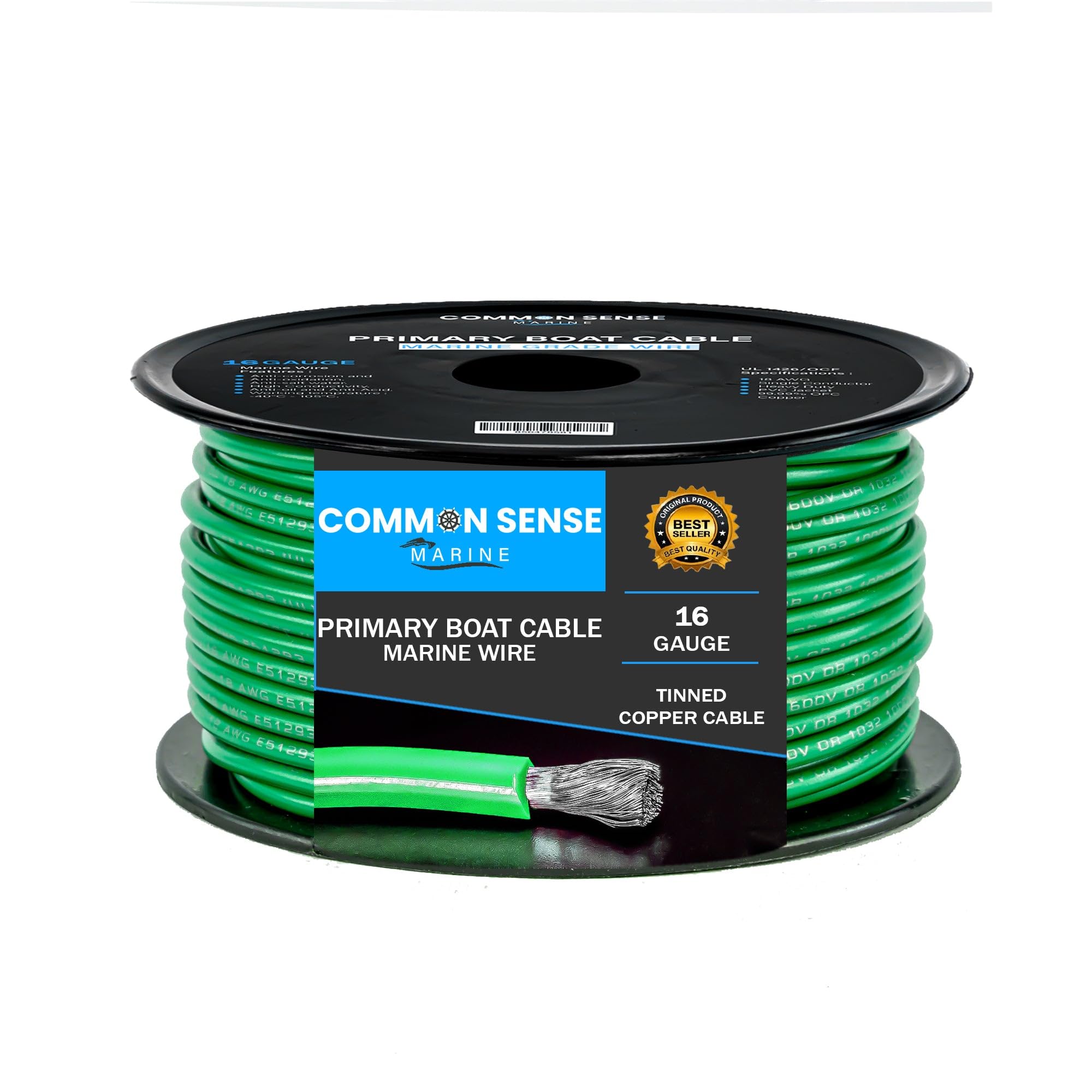 16 Gauge Primary Boat Cable - 25 ft Marine Grade Wire Tinned Oxygen-Free Copper - 16 AWG UL 1426 Standard PVC Wire for Boat, Automotive, Speakers,
