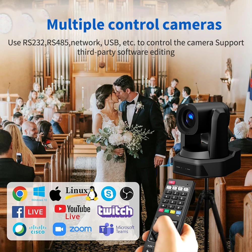 Church Studio Streaming SDI Poe 30X Zoom Ottico Telecamera PTZ HD1080P 60fps, AI Auto Tracciamento Conferenza Con HDMI LAN USB, Eventi Sport Podcast Live Streaming RP-HD66A-30