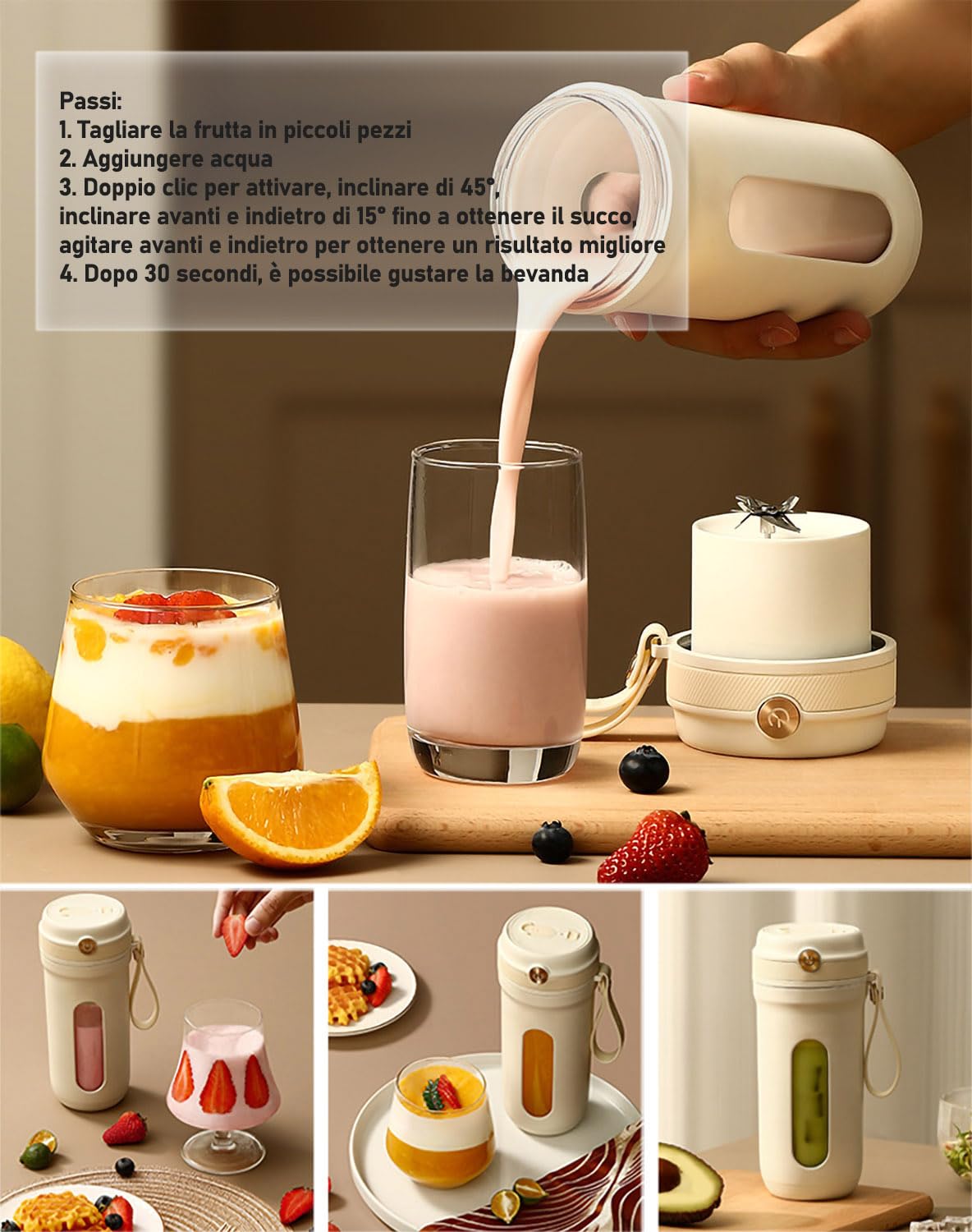 Frullatore Portatile 350ml Ricaricabile - Con Cannuccia, Per Frullati E Smoothie In Viaggio - Foto 4