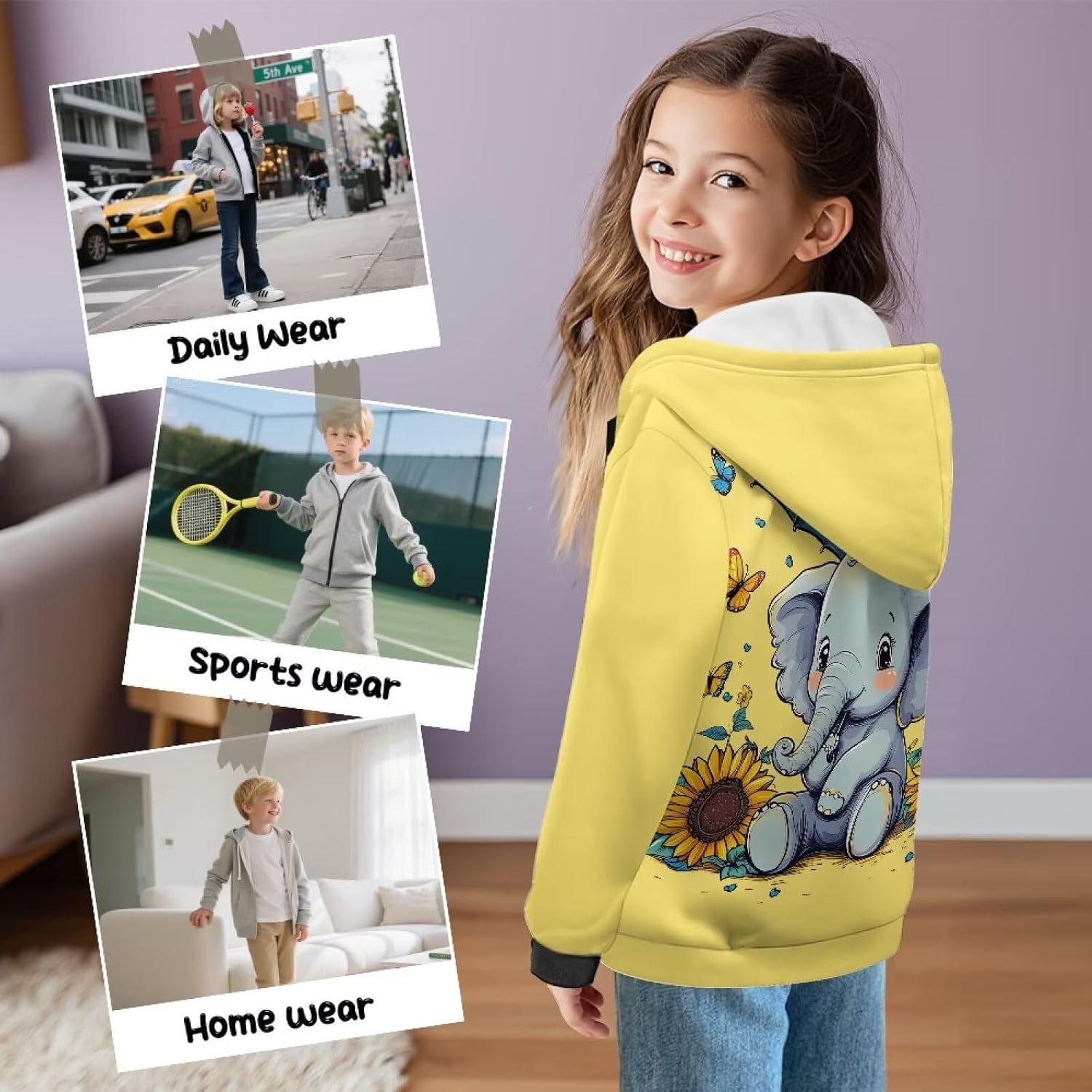 Zip Up Hoodies for Boys Girls Athletic Jackets Long Sleeve Zipper Sweatshirts with Pocket Activewear
