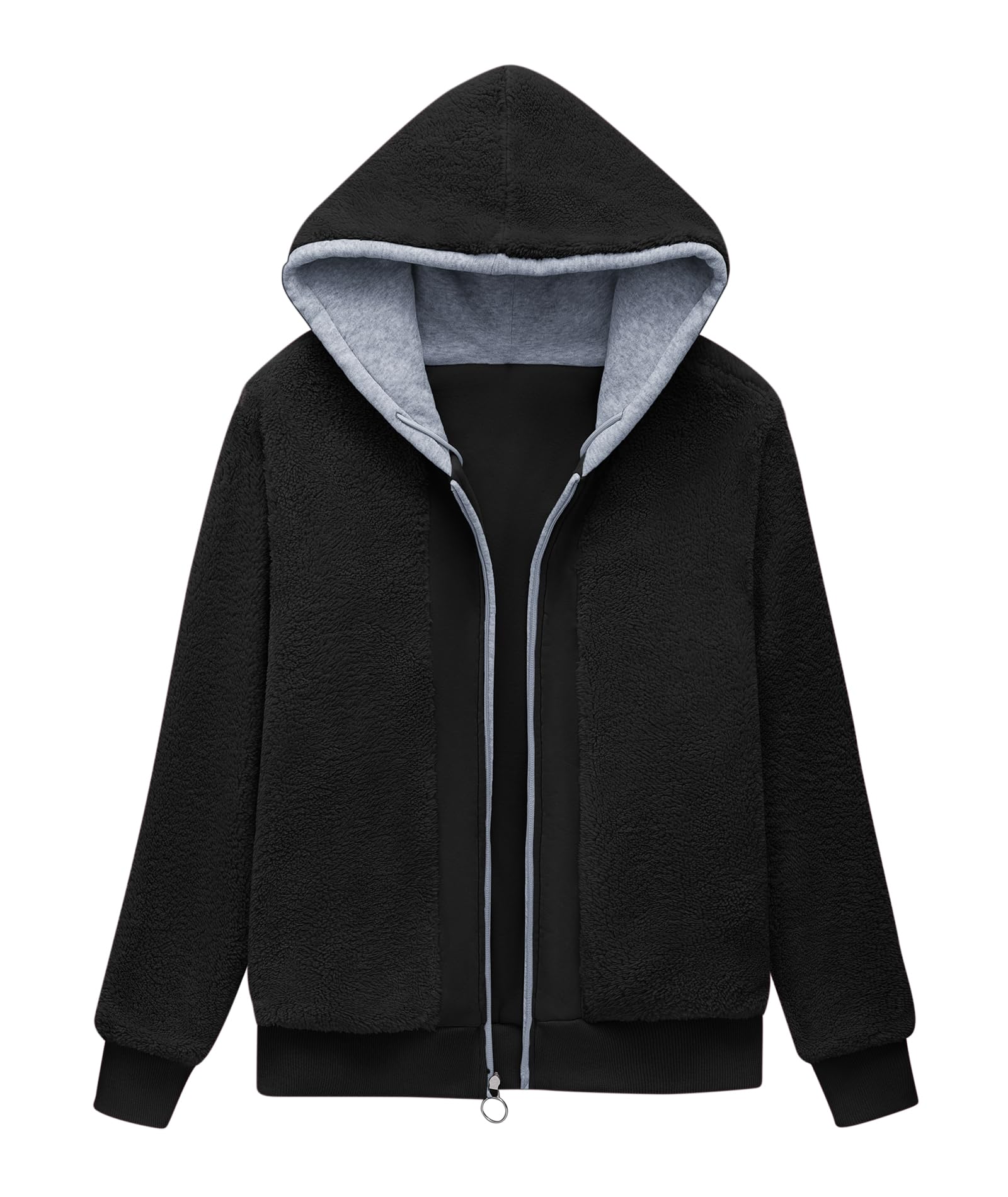 GEEK LIGHTING Felpa Donna con Cappuccio Foderata in Pile Calda Giacca Invernale con Zip Felpa Pile Donna Teddy Hoodie con Cerniera Sweatshirt Inverno Autunno S-2XL