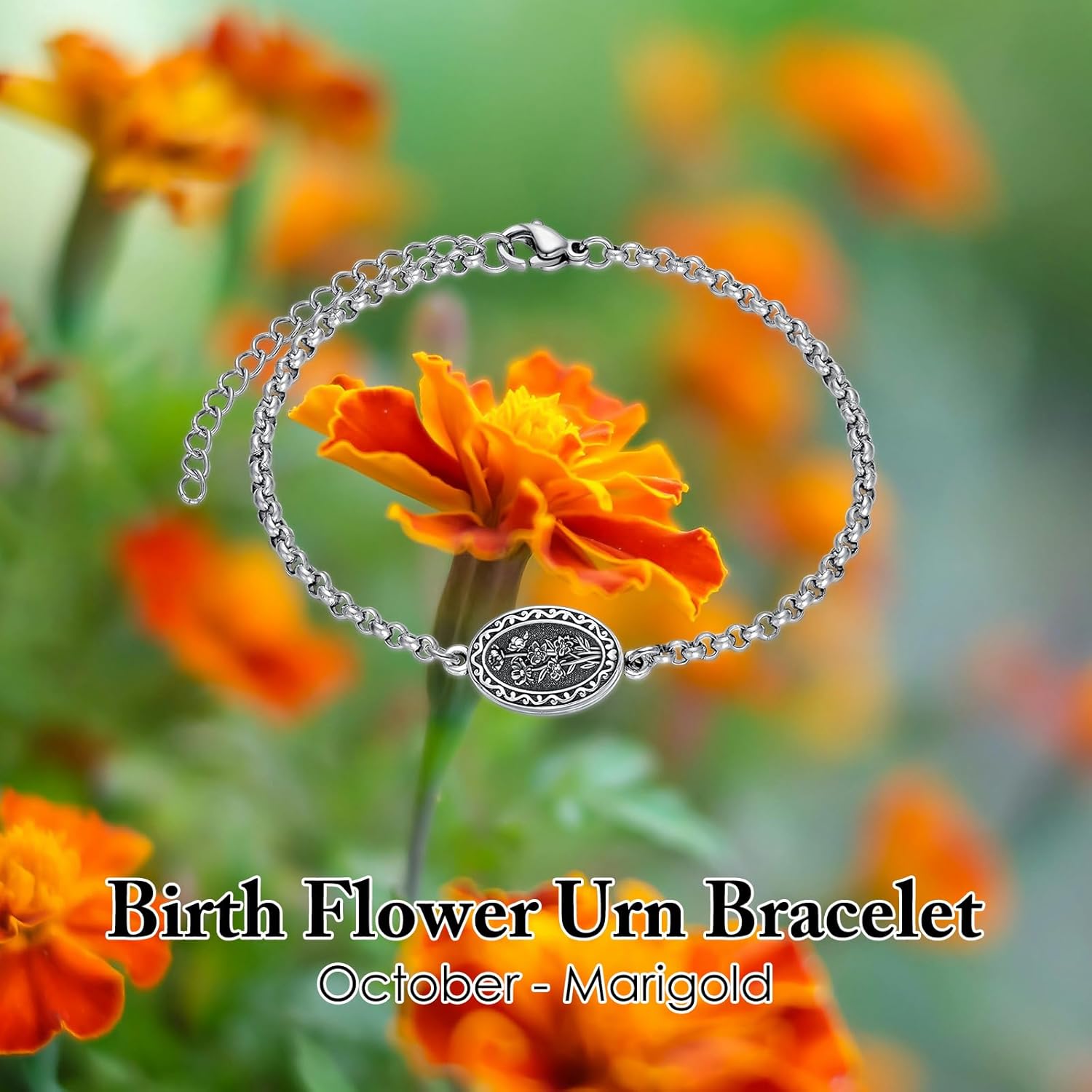 Birth Flower Urn Bracelet for Ashes for Women 925 Sterling Silver Cremation Bracelet Memorial Keepsake Jewelry for Human Ashes - Image 4