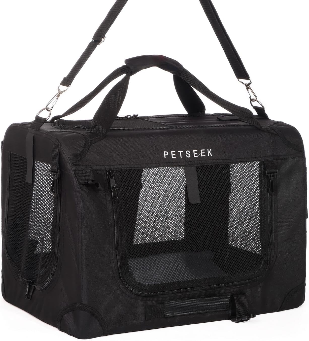 Large Cat Carrier, Portable Soft Sided Road Car Carrier, for Small Dog or Big Cats, 20"x13"x13" Outside Folding Comfortable Design, Black