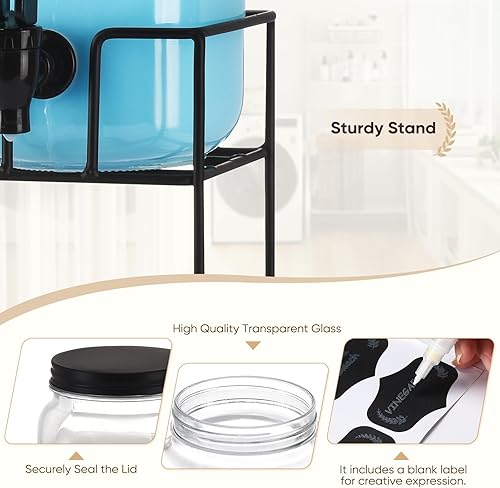 Miniatura 4 de GADFISH Dispensador de detergente líquido para ropa sucia, tres tarros de vidrio para detergente líquido, blanqueador, suavizante de tela,