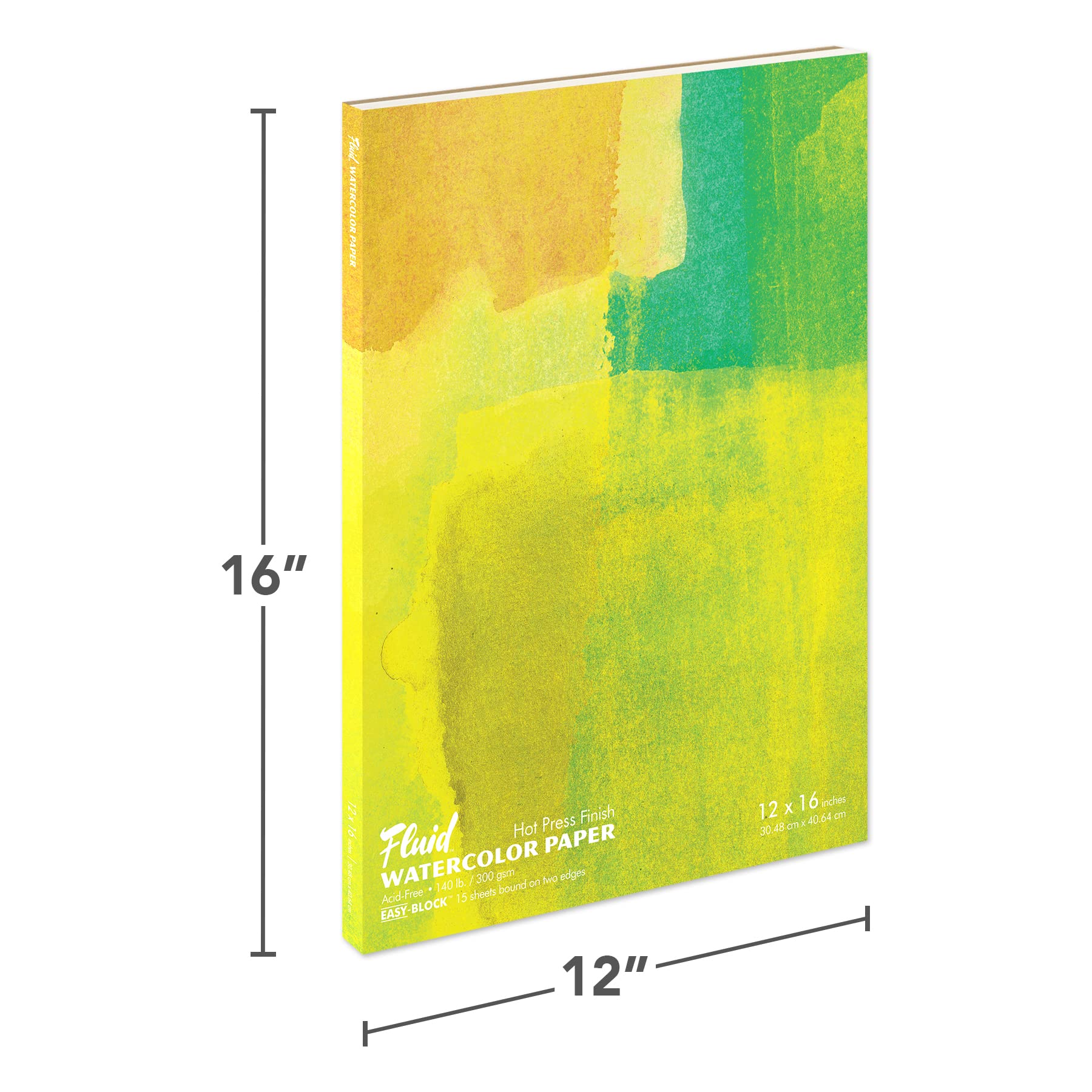 Speedball 851216 Fluid Artist Watercolor Block Kaltpress-Papierblock für Aquarellmalerei und nasse Medien, mit einfacher Blockbindung, Papier, 300 g/m² Heißpresse, 12 x 16