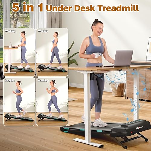 Miniatura 5 de Caminadora con 12% de inclinación automática, altavoz Bluetooth con aplicación de 450 libras de capacidad de 3.5 HP, caminadora portátil compacta