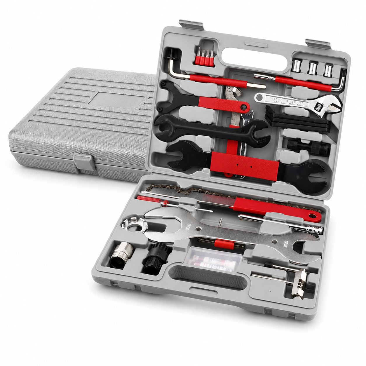 44 Pcs Kit de Réparation Vélo pour 3T | Outils Entretien Vélo | Multifonctionnel Portable Accessoires Route Atelier Maison Cyclisme | Avec Mallette de Rangement