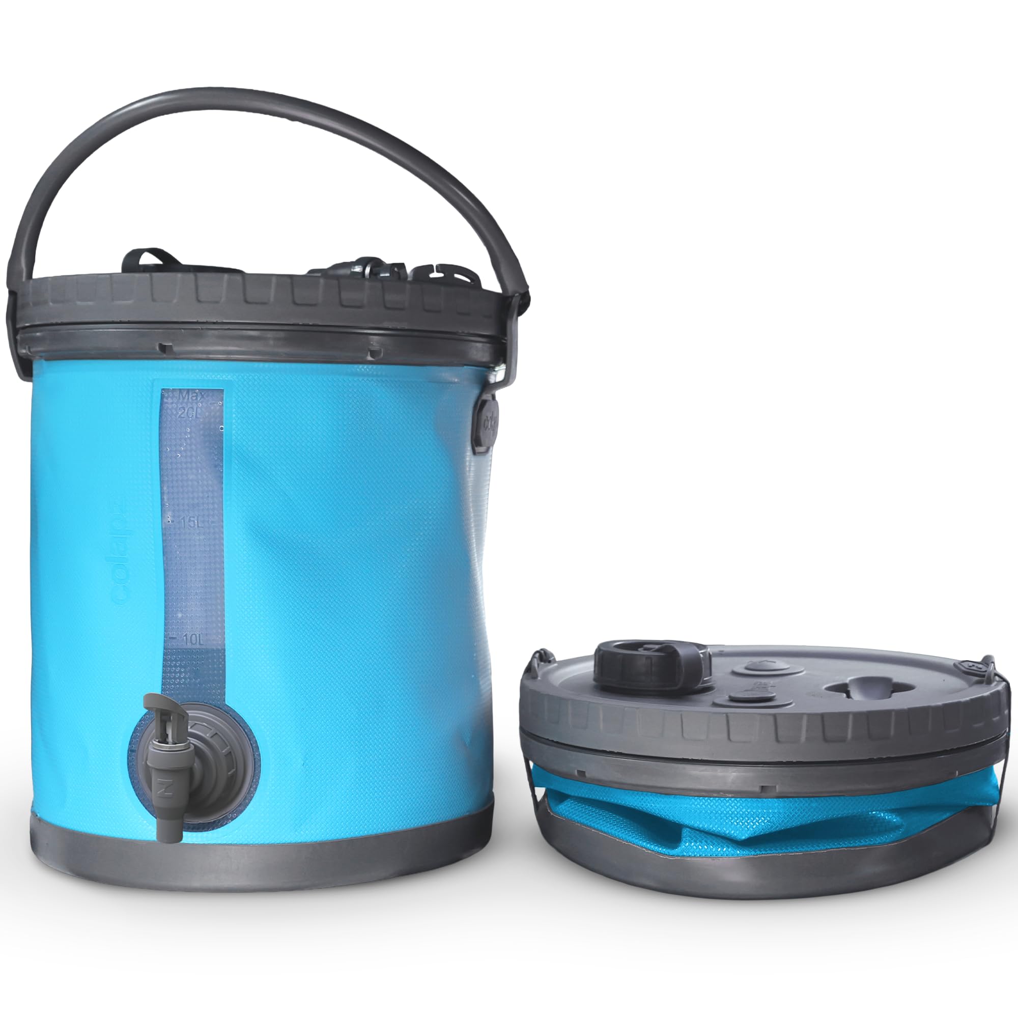 BESPORTBLE Sacchetta Acqua Pieghevole Da Campeggio 20L - Contenitore Potabile Portatile Blu Per Escursioni Trekking - 4