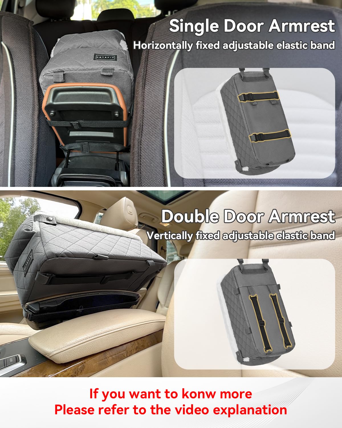 Petsfit Siège de voiture pour chien, console centrale sécurisée avec crochets, siège amélioré avec sangles de sécurité, coussin lavable - 5