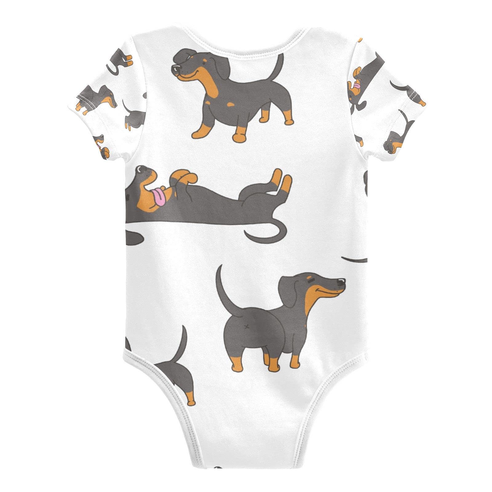 vvfelixl Baby Girl Short Sleeve Bodysuits,Dachshund Dog White Babies'Onepiece Outfit Clothes for Infant Boy Newborn 0-24 Months