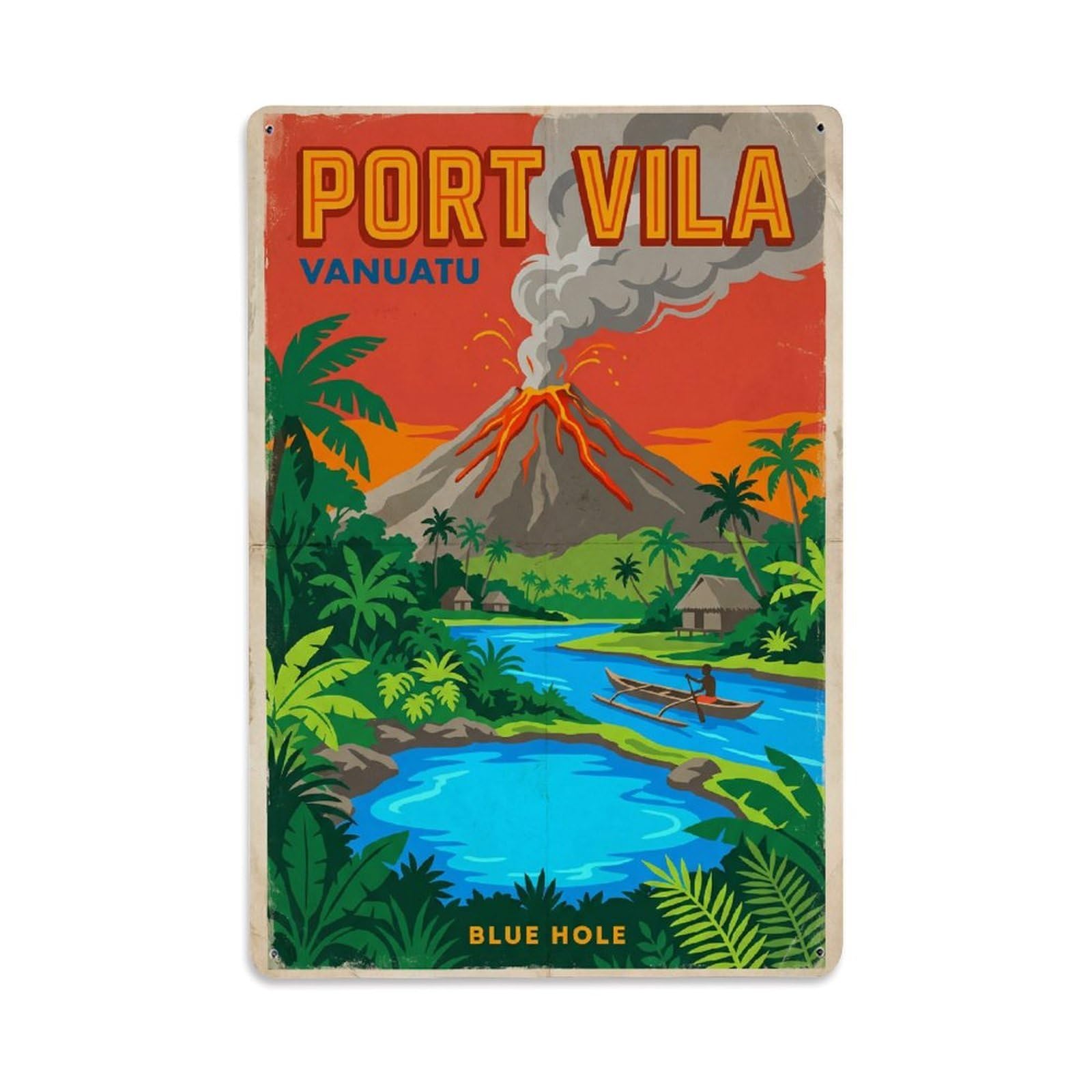 Travel Retro Vanuatu Port Vila Metal Tin Sign