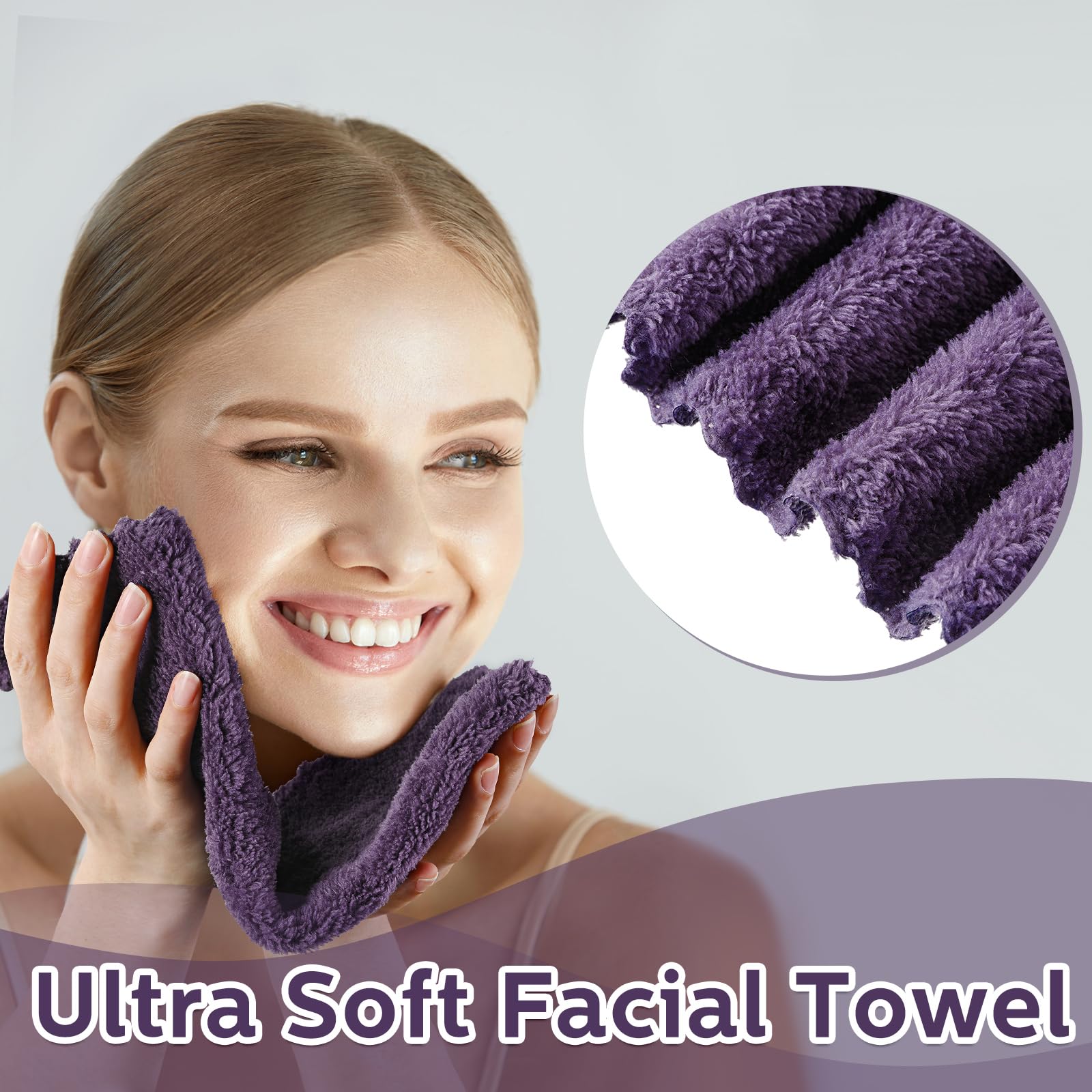 Newwiee 100 paños de secado rápido, ropa de baño de 12 x 12 pulgadas, toallas faciales de microfibra suave a granel para tu cara y cuerpo, toallas faciales para spa (morado oscuro)