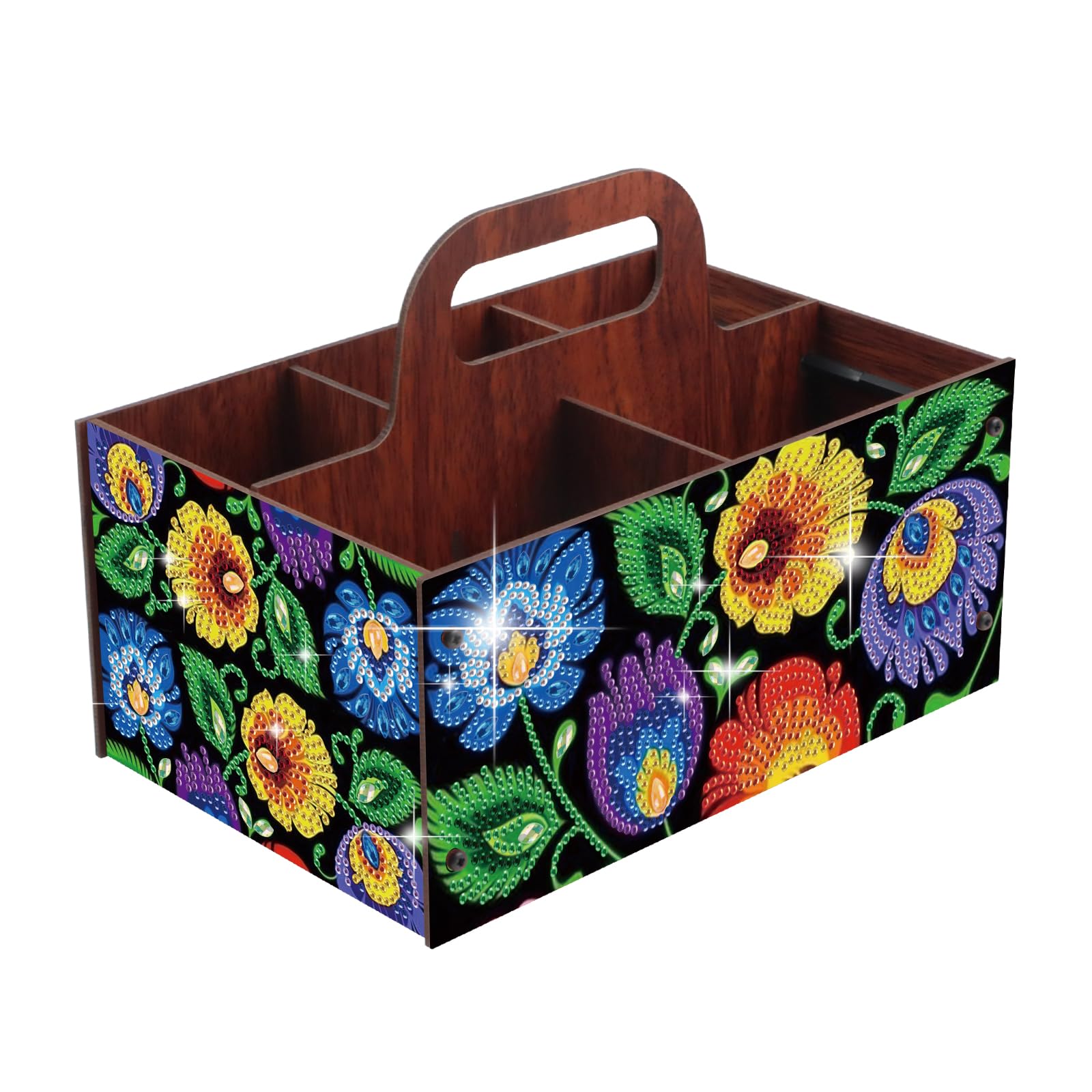 Diamond Painting Kit Storage Box, Colorful Flowers 5D DIY Open Multi-Compartment Organizer for Desktop Items, Snack Box, Handmade Creative Gift