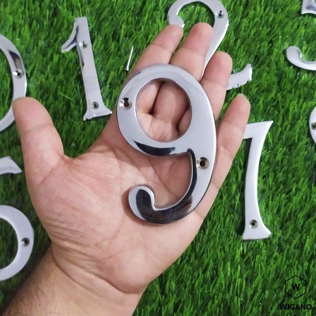 4"Hotel House Door Numbers Genuine Brass Made Silver (Number 9) — Amazon image 3