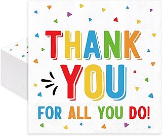 50Pcs Thank You for All You Do Cocktail Napkin Colorful We Appreciate You Disposable Paper Napkin Teacher Employee Appreciation Drink Beverage Napkins for Bar Party Table Decor