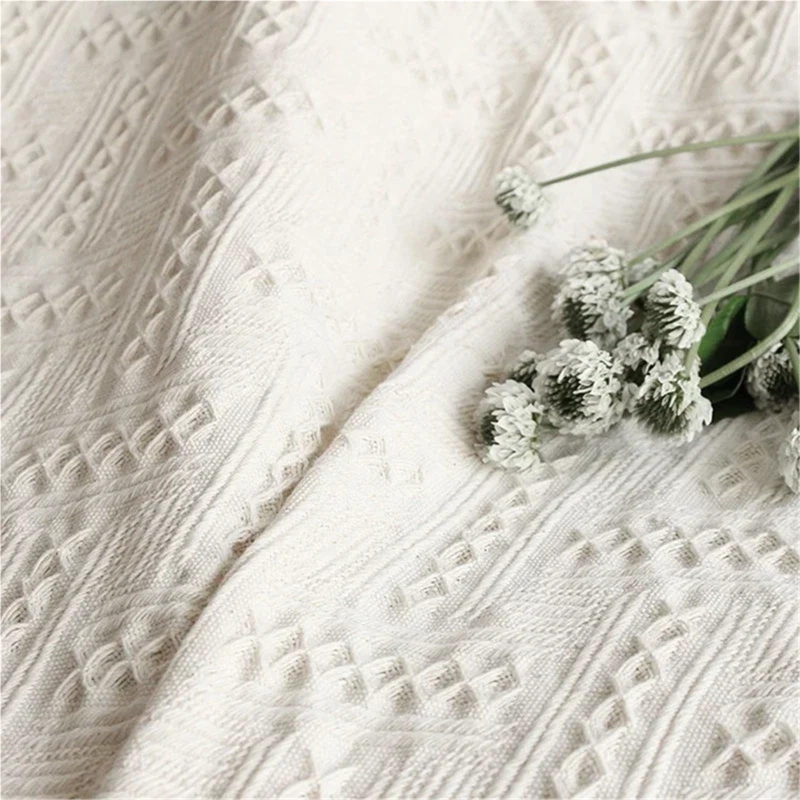 Couverture de pique-nique tricotée, tapis de pique-nique portable, voyage, randonnée, nappe, tapis doux, couverture de canapé, couverture d'extérieur pour jardin (180 x 300 cm) (blanc 180 x 180 cm (ca