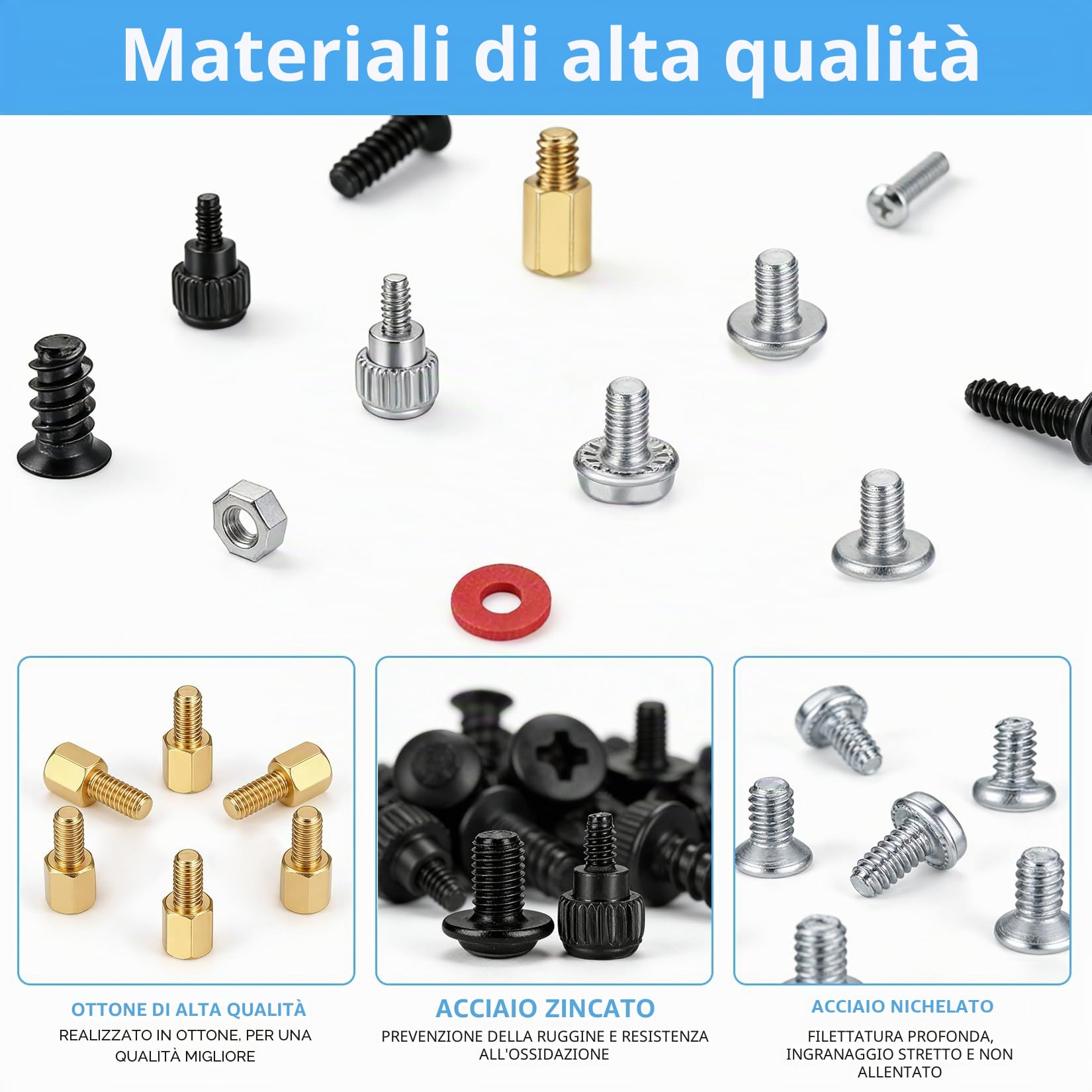 Kit 240 Viti Per PC – Per Scheda Madre, Case, Hard Disk E Lettori Ottici – Nuovo, In Acciaio Nero
