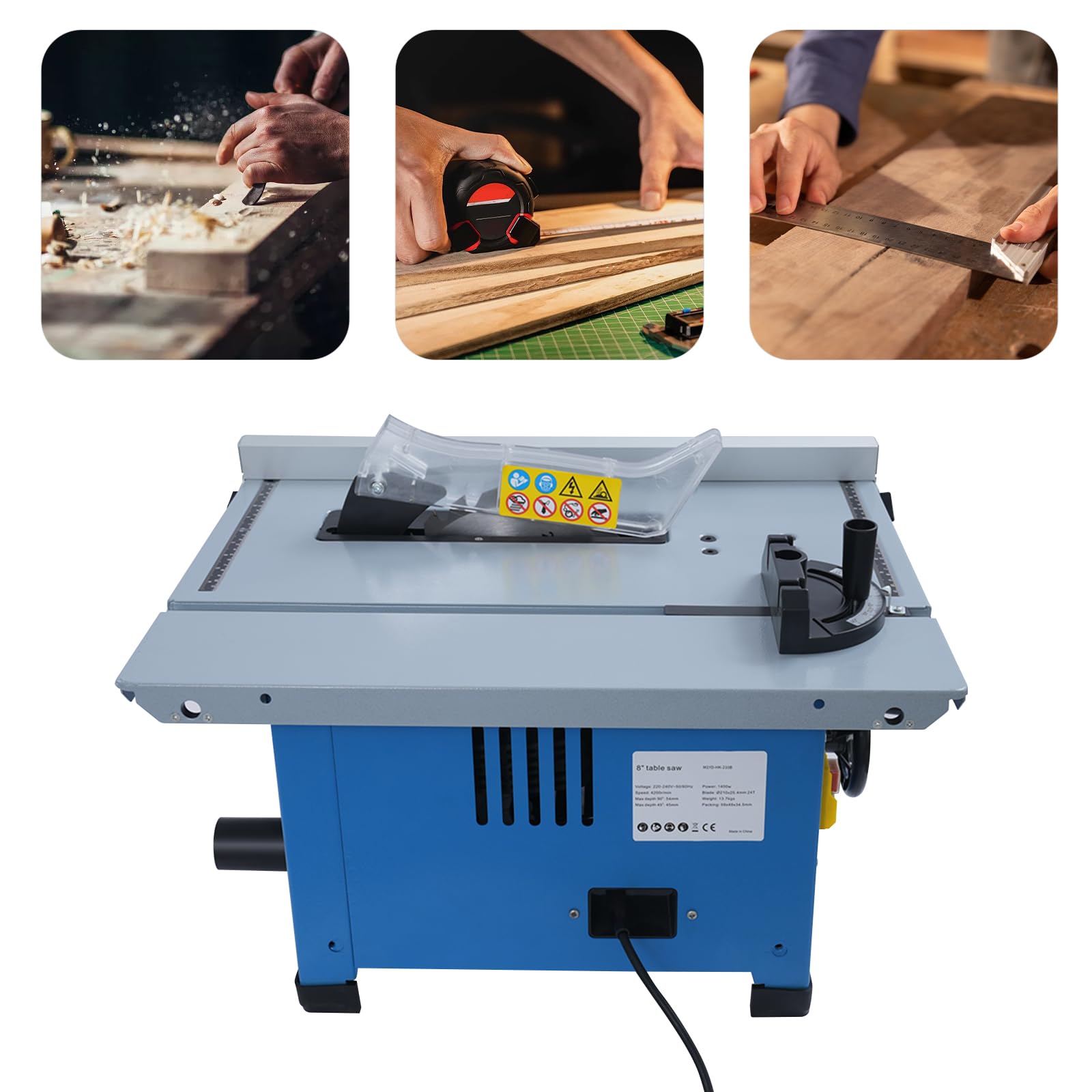 Mini stołowa pilarka tarczowa 1400 W, 4200 obr./min, z poszerzeniem stołu, cięcie 0-45° i głębokość cięcia 54 mm, piła tarczowa z brzeszczotem 210 mm do obróbki drewna i majsterkowiczów