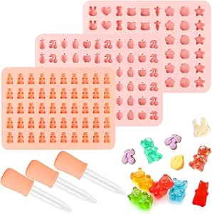 Gummibärchen Formen Silikon Set - 5 Formen + 2 Pipetten