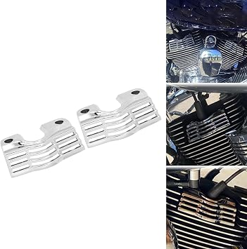 for Motorcycle Slootted Finned Spark Plug Head Bolt Cover Chrome Compatible for Harley Touring Road King FLHR 1999-2014 Electra Street Glide compatible with, FOUNCY123