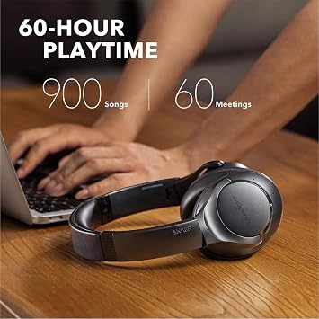 Soundcore Anker Life Q20 Hybrid Active Noise Cancelling Headphones, with Travel Case, Wireless Over Ear Bluetooth Headphones, 60H Playtime, Hi-Res Audio, Deep Bass, Memory Foam Ear Cups