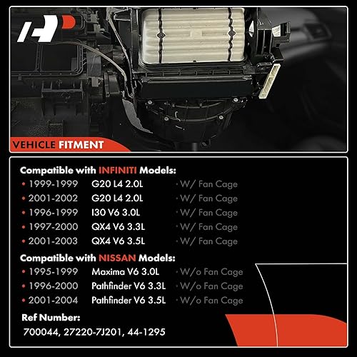 Miniatura 3 de A-Premium Conjunto de motor del soplador de calentador HVAC compatible con vehículos Infiniti y Nissan, G20 19992001-2002, I30 1996-1999, QX4