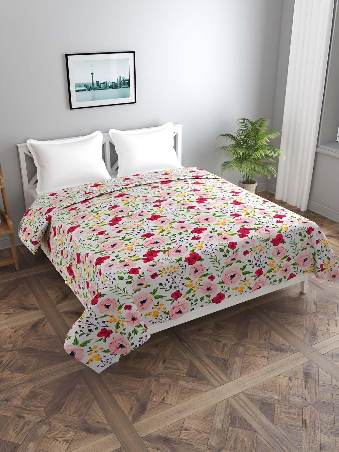 Morado® Premium Glace Cotton King Duvet Cover Plain Solid Duvet Cover/Quilt Cover/Comforter Zipper Cover/Rajai Cover for Home, Hotel and Resort (WhiteBouquet_001)-image-12