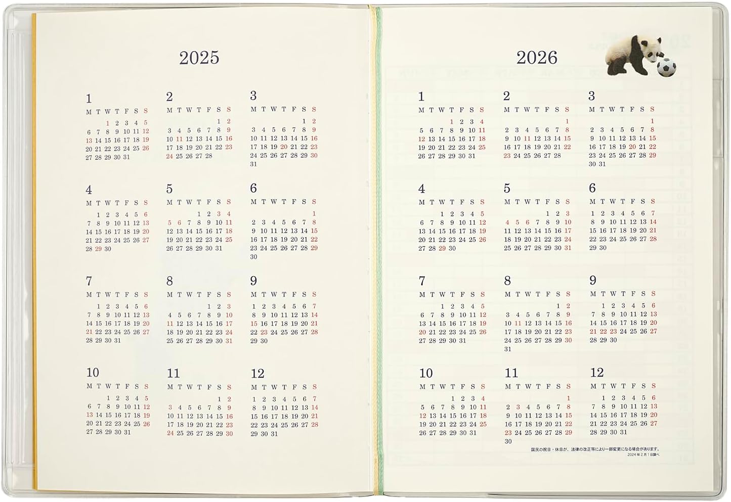 Greeting Life Panda 2025 Notebook, B6, Wicley, Softcover, Yellow, CD-1309-PA (Begins January 2025)