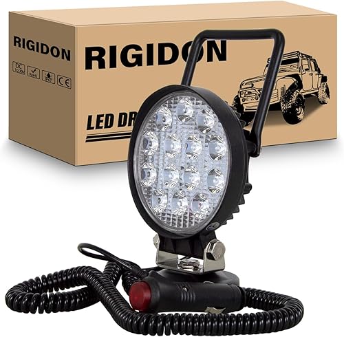 Miniatura 1 de RIGIDON Luz de trabajo LED de 4 pulgadas y 42 W con base magnética, luz redonda impermeable de 12 V 24 V, luces antiniebla LED para automóvil, SUV,