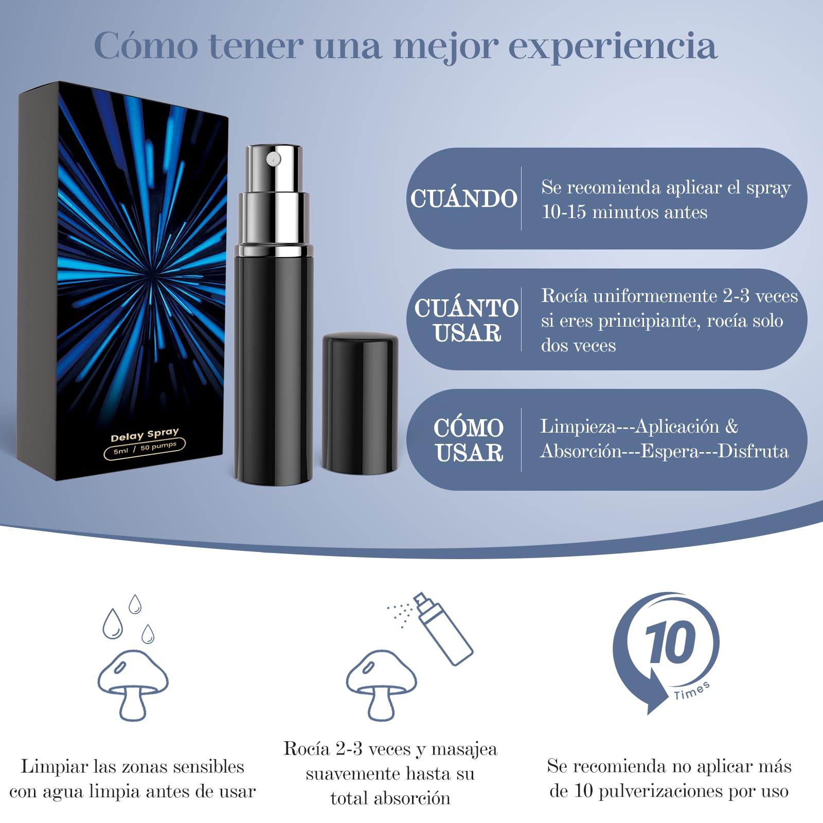 Spray Retardante para Hombres，El Mejor Spray retardante eyaculación hombre，Ayudarte Dura Más en la Cama