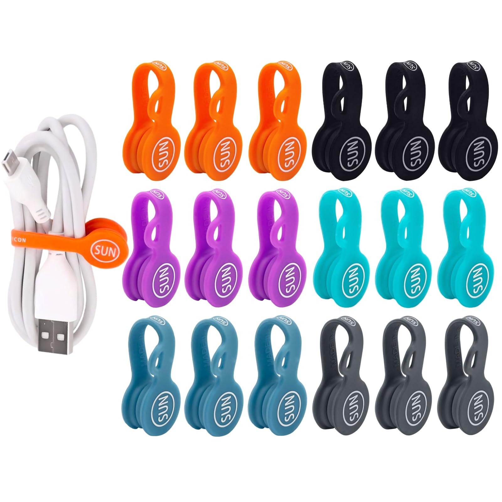 18 Pack Magnetic Cable Clips Cable Organizers Earbuds Cords Winder Bookmark Clips Whiteboard Noticeboard Fridge Magnets USB Cable Manager Keeper Wrap Ties Straps