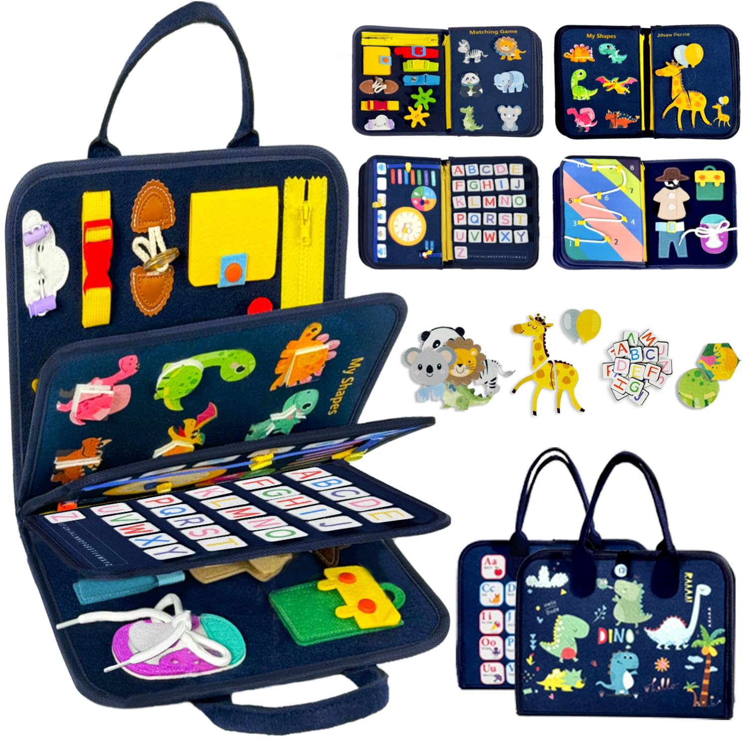 FREYBLI Montessori Busy Board - 5-seitiges Activity Board Für Kleinkinder Ab 1-4 Jahre