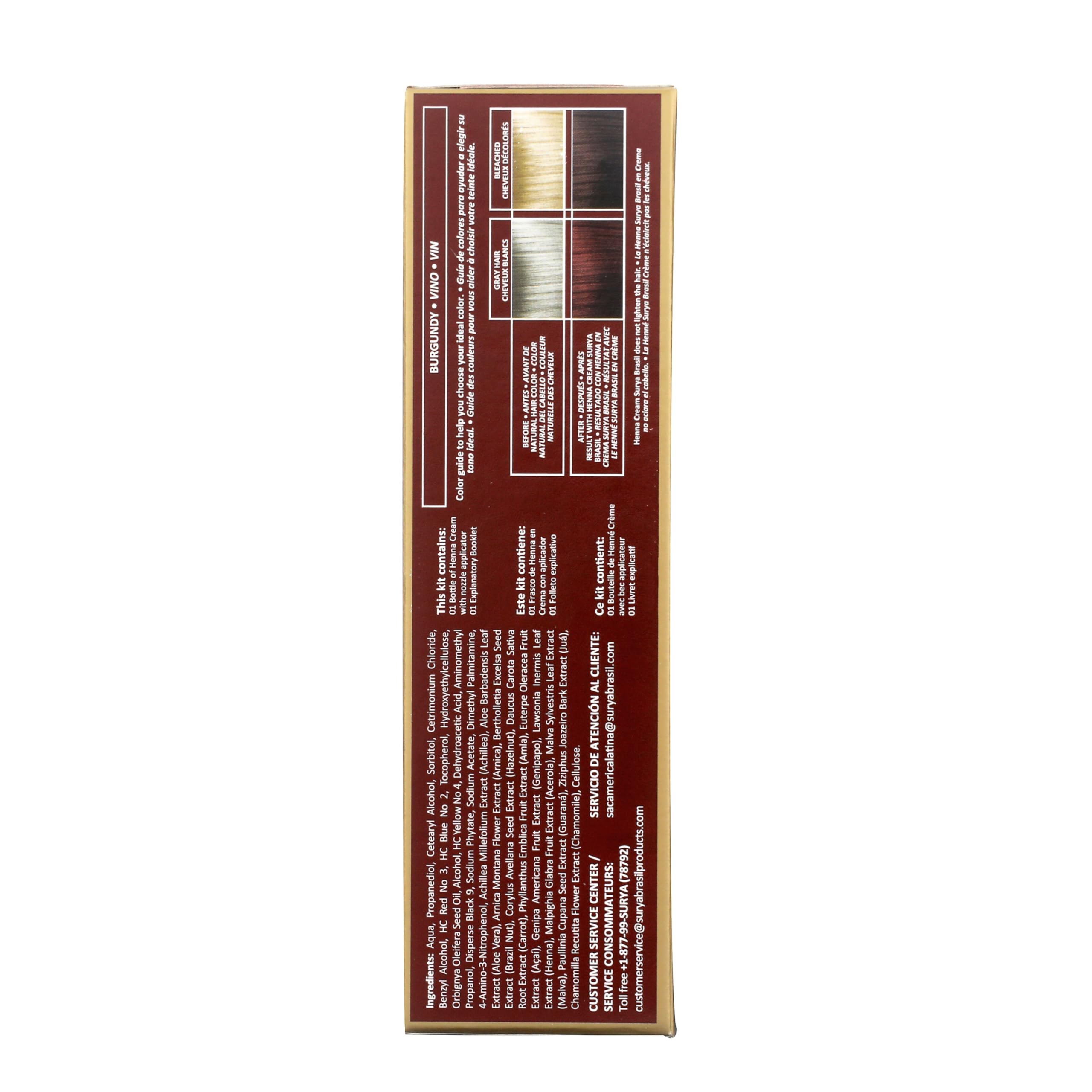 Surya Brasil Henna Cream Burgundy - 96% Natural Ingredients, Vegan, Cruelty-Free, Eco-Friendly, Semi-Permanent Hair Color, Deep Hydration & Shine, 2.37 oz thumbnail 2