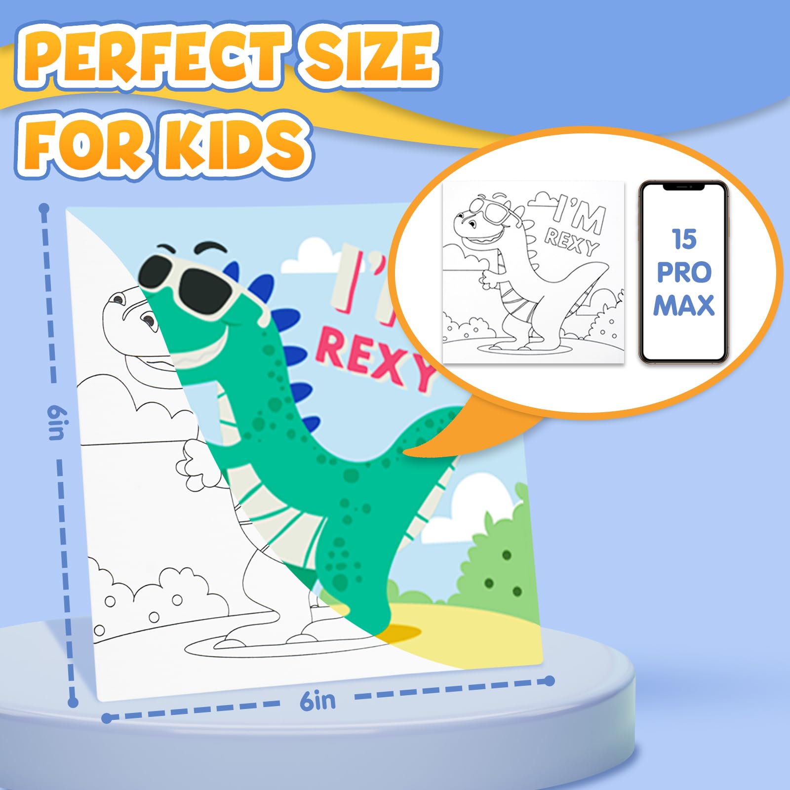 CONDA 12 Pcs Pre Drawn Canvas to Paint 6x6 Inch, Animal Pre Printed Canvas for Painting for Kids Beginners Students, DIY Paint Art Supplies, Painting Canvas Panels and Sip Kit