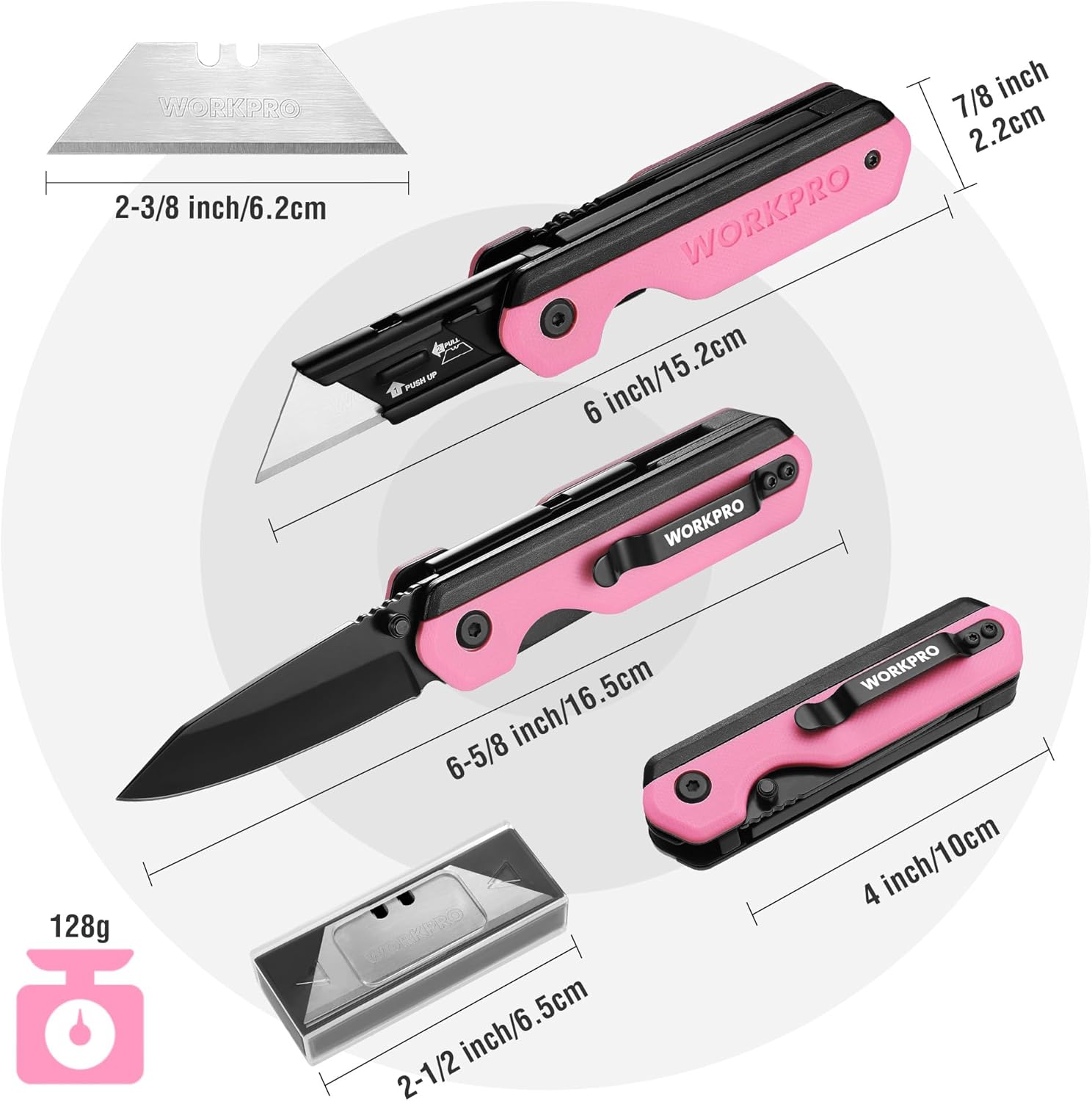 WORKPRO 2-in-1 Folding Knife/Utility Knife - Gifts for Dad & Mini Metal Tool Box