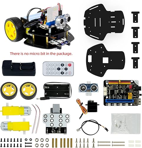 Miniatura 5 de Microbit - Kit de coche robot 2WD para Microbit V2 y V1.5 (no contenido), coche de codificación gráfica de código de imagen con sensor ultrasónico,