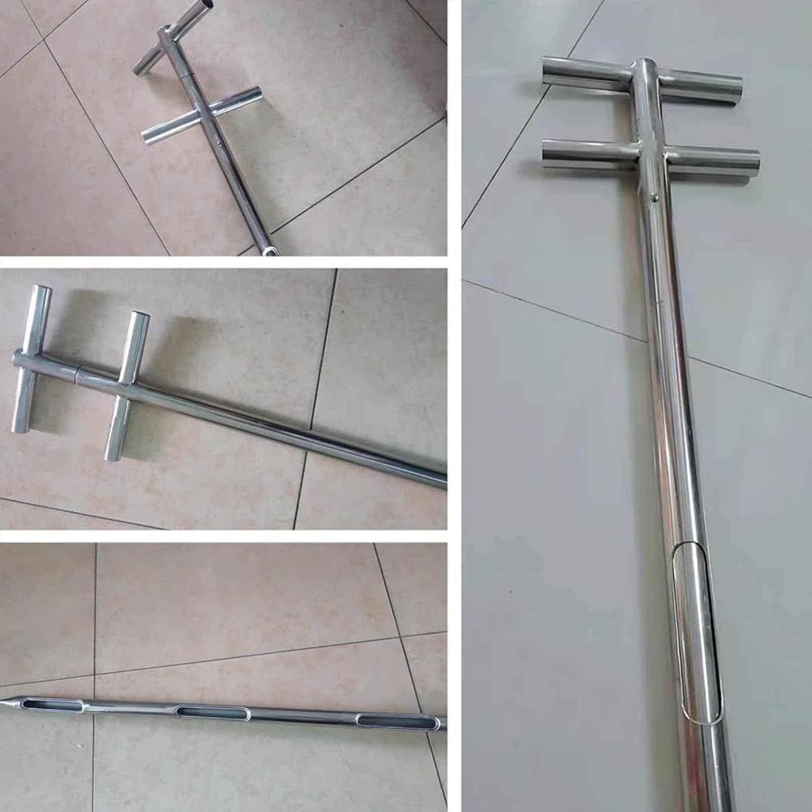 Campionatore Cereali in Acciaio Inox con Doppio Tubo Rotante smontabile e Maniglia a T per Mais, frumento, mangimi Pellet e Materiali sfusi,Ø38 mm,1.2m