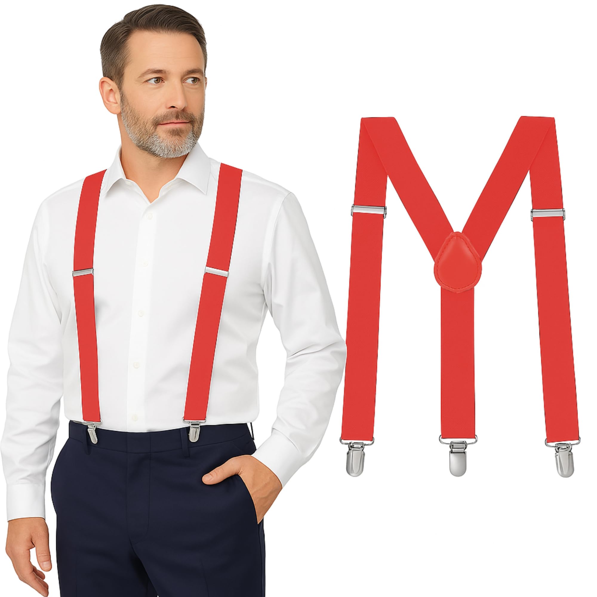 Suspenders for Men, Men's Suspenders, Suspenders Women - Adjustable Size Elastic 1 inch Wide Y Shape Costume Suspenders
