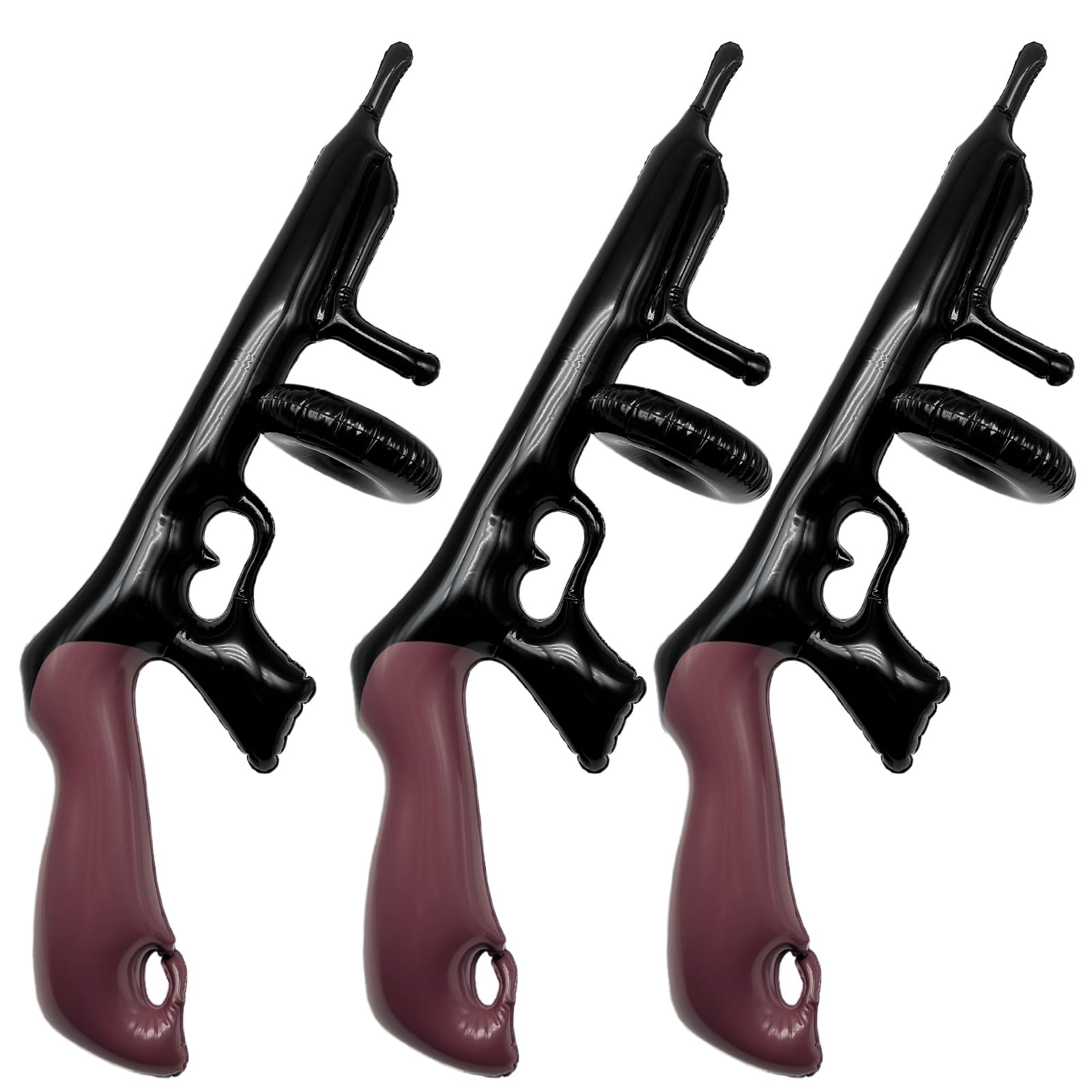 YAUOIPI 3Pcs Inflatable Tommy Gun 80cm, 1920s Gangster Accessory Blow Up Machine Gun, Toy Gun for Boys Adult Fancy Dress Gangster Costume Accessory Men in Black Costume Accessories (Black)