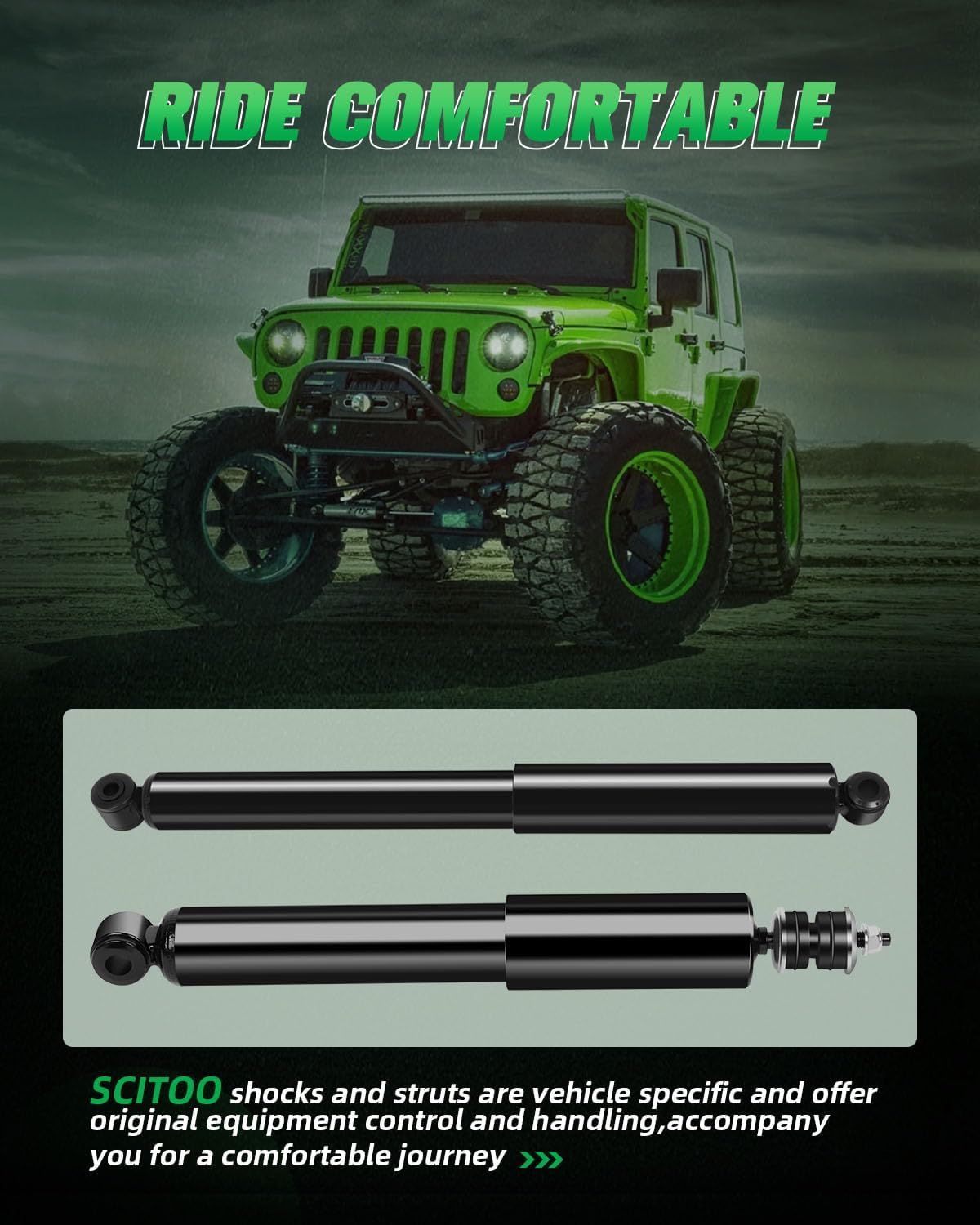 SCITOO Front and Rear Shock Absorbers Struts Compatible with 1990-1997 for Ford for Ranger, 1994-1997 for Mazda for B3000, Replace 344268 37015 344396 32237 Automotive Shocks 4PCS