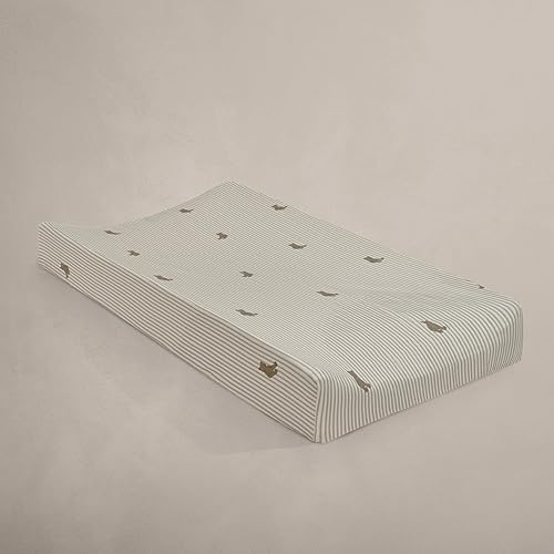 Oilo Changing Pad Cover, Breathable Organic Cotton Fitted Jersey, 300 Thread Count, Machine Wash, Fits Standard Changing Pads (32" x 16"), Heirloom