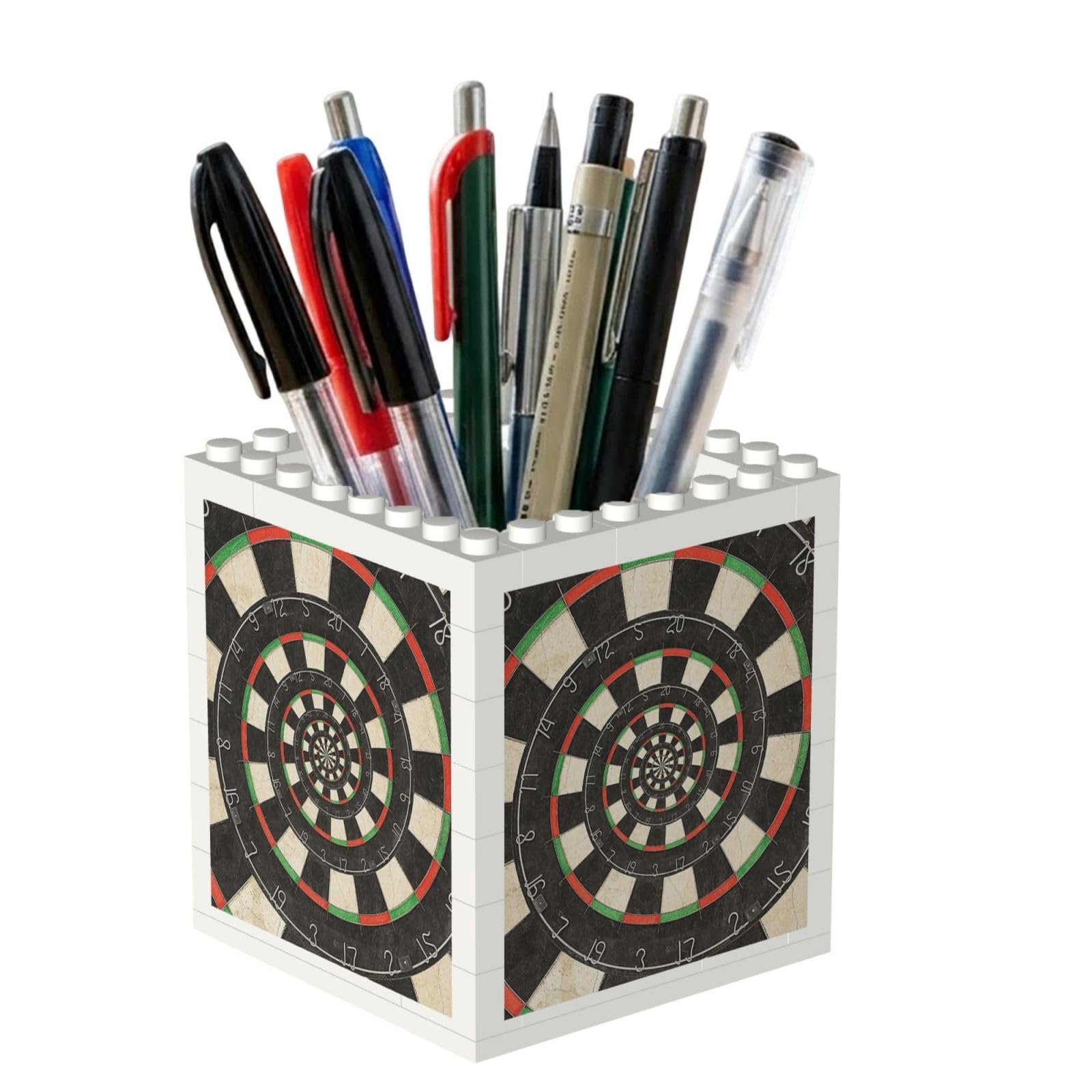 Poadnly Spiral Dart Board Droste, Pen Pot Pencil Holder for Office Home School, Compact Desk Organiser for Office Stationery