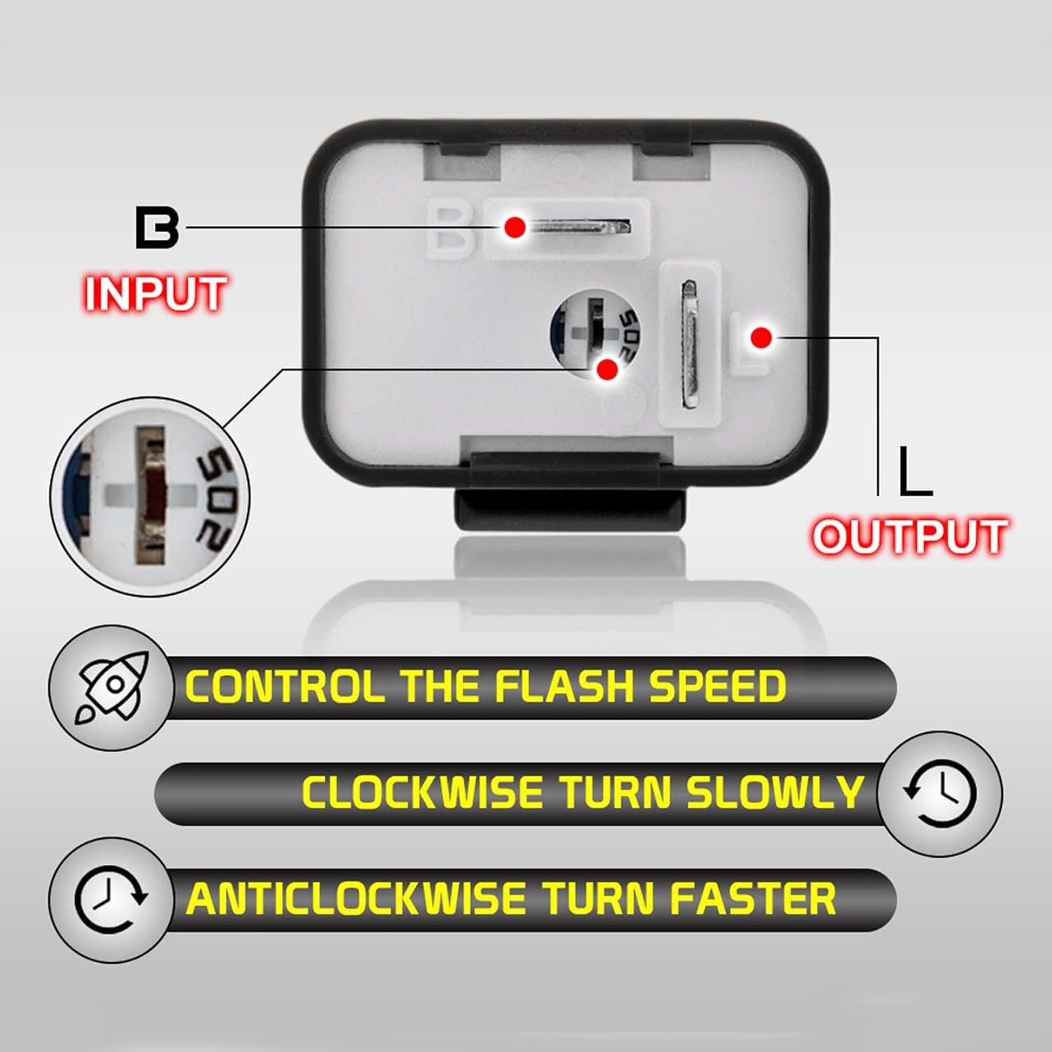 Ajxn 4 PCS 12V Car LED Flasher Relays, Adjustable 2 Pin Automotive Turn Signal Flasher Relays, Universal Vehicle Indicator Flicker Frequency Regulation Relay Replacements for Safety Driving (Black)